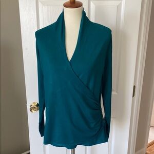 Apt. 9 Blue Long Sleeve Wrap Blouse